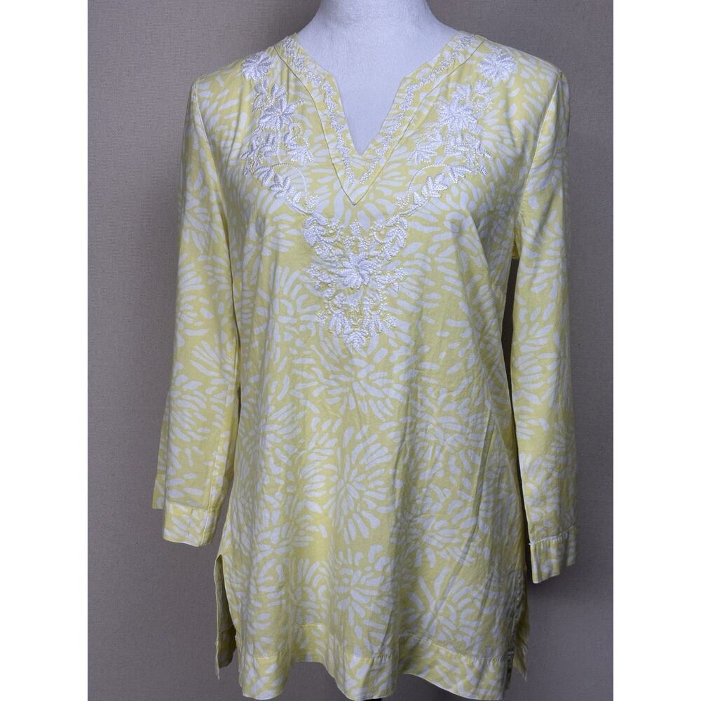 Tantrums Boho Crochet‎ V- Neck Top Blouse Yellow Floral Women’s Size Small
